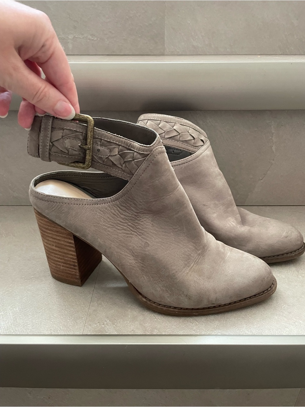 Aldo Leather Slingback Block Heel Booties